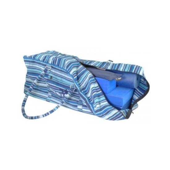 Brede Sporttas | Zwart-Flower Power-Blauw gestreept