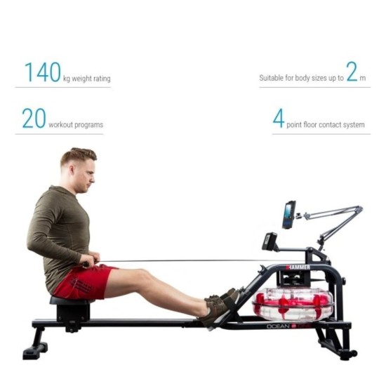 Hammer Fitness Ocean One Roeitrainer - met Tablethouder