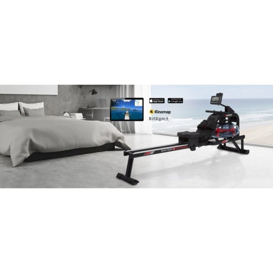 Hammer Fitness Water Stream Roeitrainer - Water Roeier - met Kinomap - tablethouder en 21 programma's