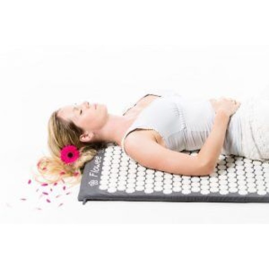 Spijkermat Flowee groot Grijs-Wit