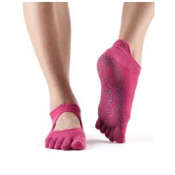 Antislip Sokken Bellarina Met Tenen In Raspberry - ToeSox S/M