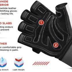 RDX Sports L1 Leren Bodybuilding Fitnesshandschoenen