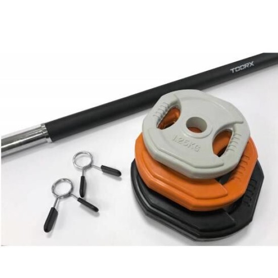 Bodypumpset 20 kg Zwart-oranje-grijs Toorx 