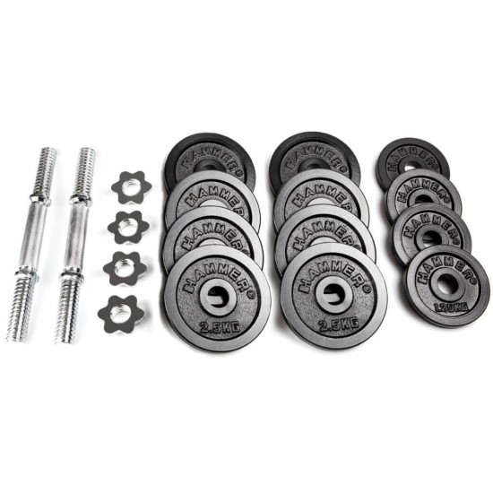 Hammer Dumbbell Set Zwart 30kg (2x 15kg)