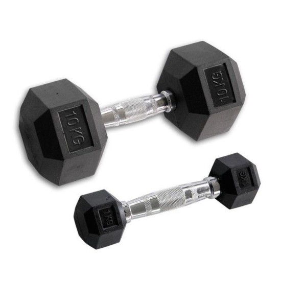 Body-Solid Hexa Rubber Dumbbell Set 1 -10 kg + opbergrek