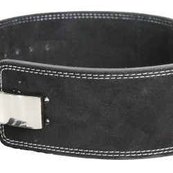 Power Lifting Fitness Riem lever zwart suede leer - Maat: L