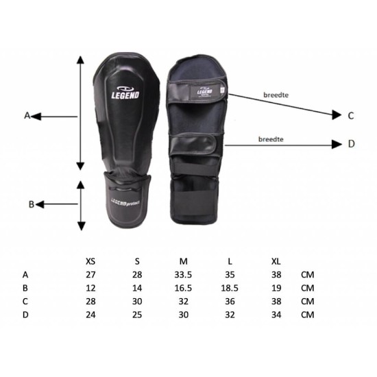 Scheenbeschermers Legend Best zwart - Maat: L